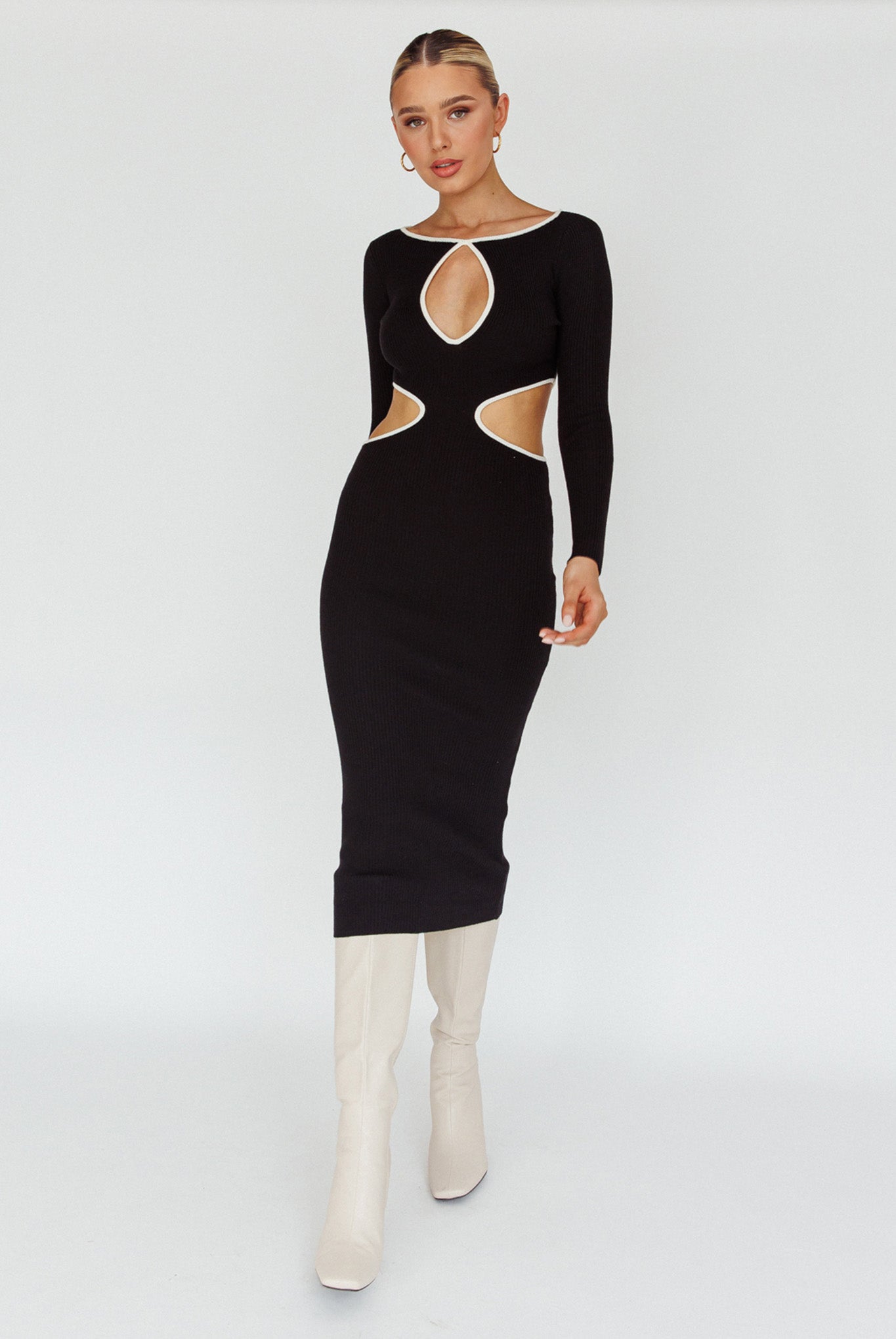 Jovie Keyhole Knit Midi Dress Black by Selfie Leslie Australia