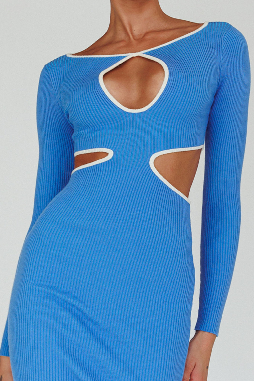 Jovie Keyhole Knit Midi Dress Blue by Selfie Leslie Australia