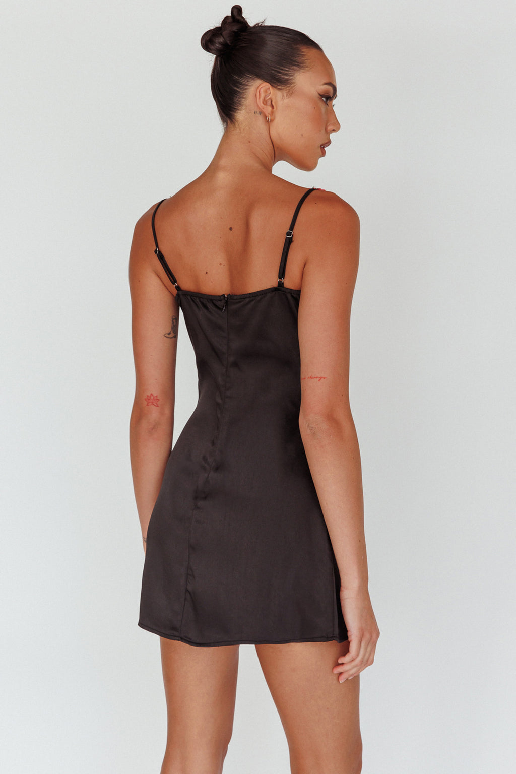 Izolda Floral Applique Mini Dress Black by Selfie Leslie Australia