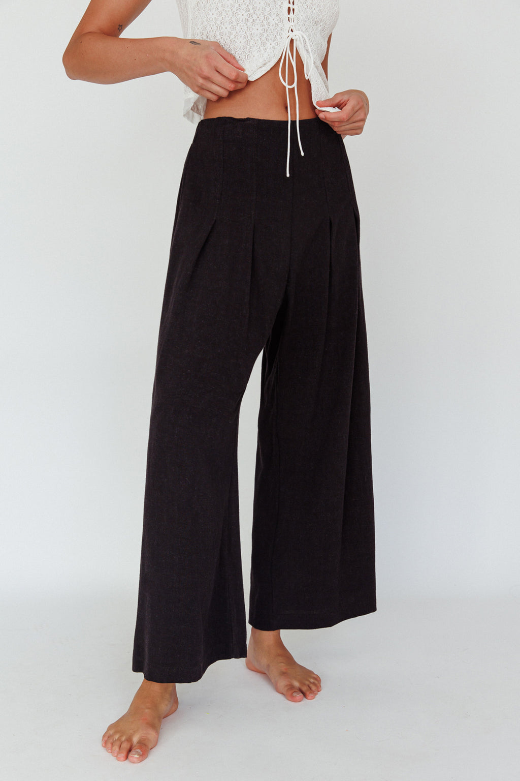 Backstage Pleated Wide Leg Pants Black by Selfie Leslie Australia
