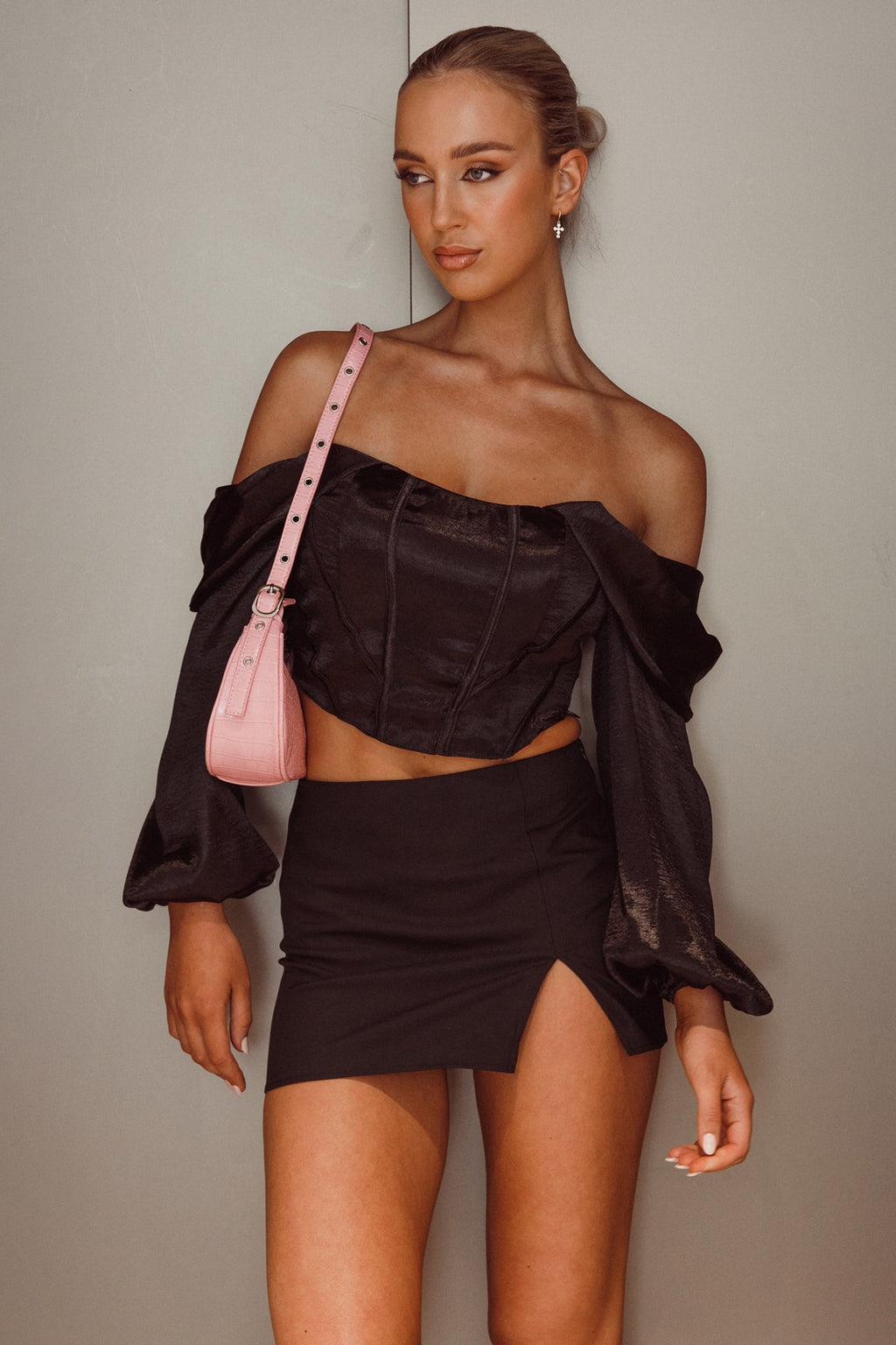 Elouise Off-Shoulder Long Sleeve Top Black by Selfie Leslie Australia