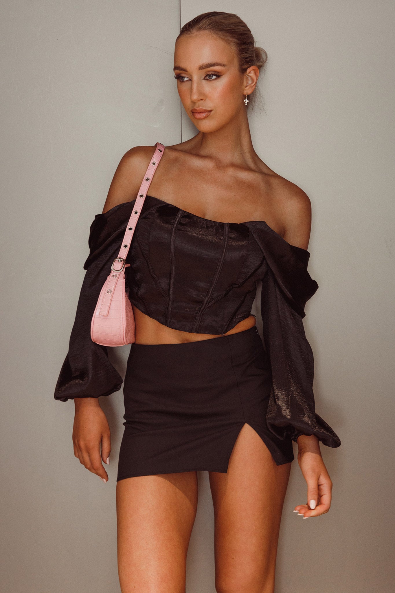 Elouise Off-Shoulder Long Sleeve Top Black by Selfie Leslie Australia