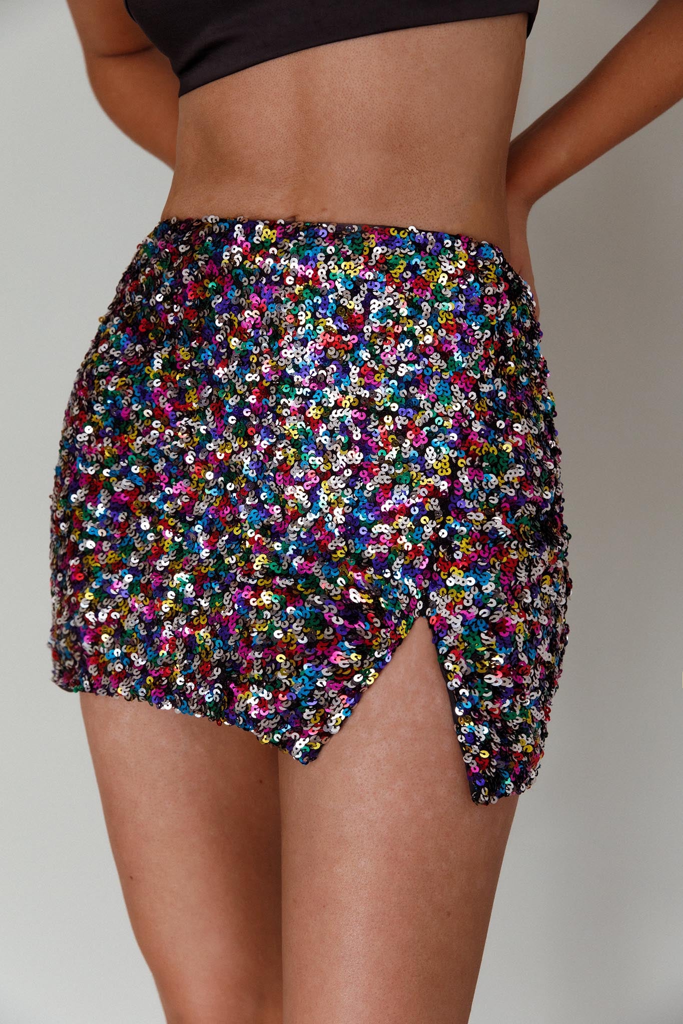 La Nuit Sequin Mini Skirt Multi by Selfie Leslie Australia