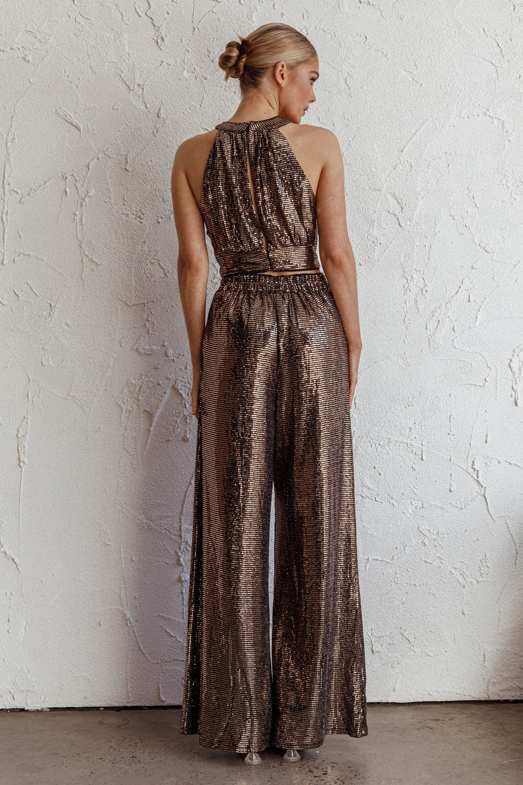 Anything Goes Wide Leg Metallic Pants Gold by Selfie Leslie Australia