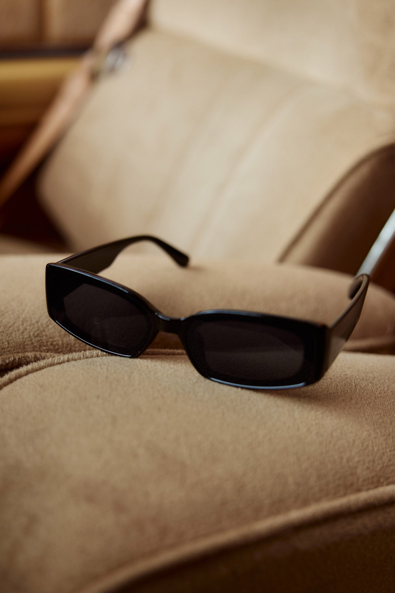 Kendall Slim Rectangle Sunglasses Black by Selfie Leslie