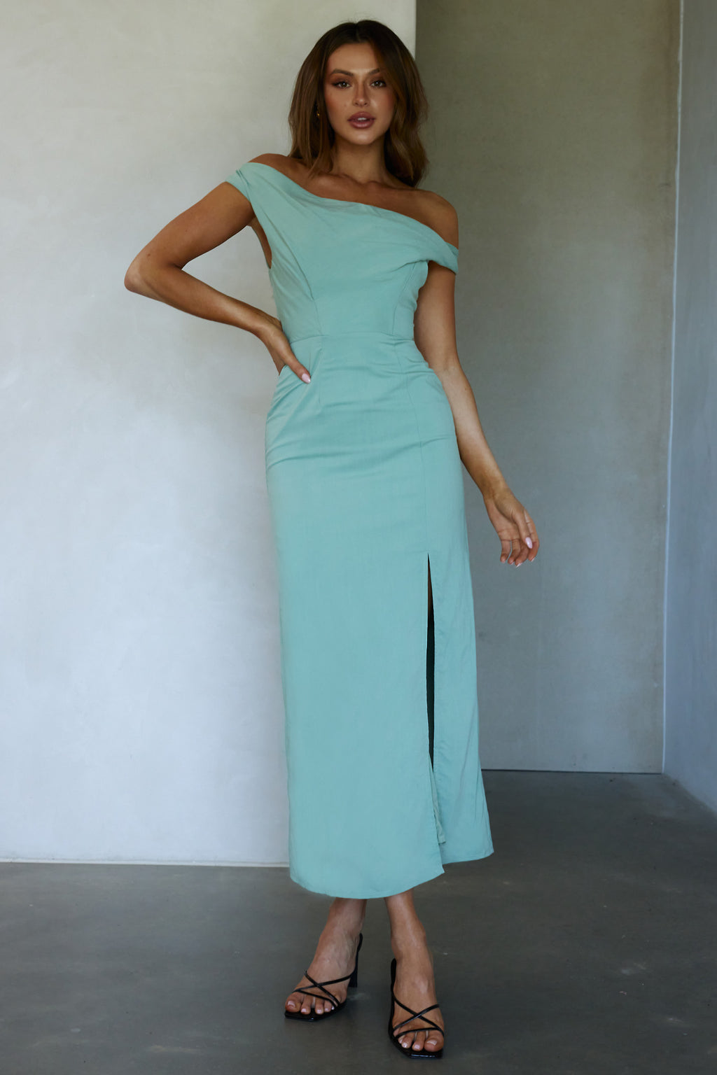 Miriam On-Off Shoulder Midi Dress Pistachio by Selfie Leslie Australia