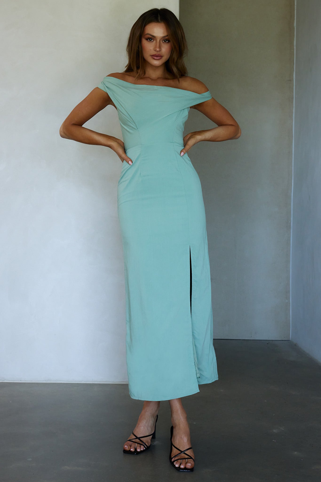 Miriam On-Off Shoulder Midi Dress Pistachio by Selfie Leslie Australia