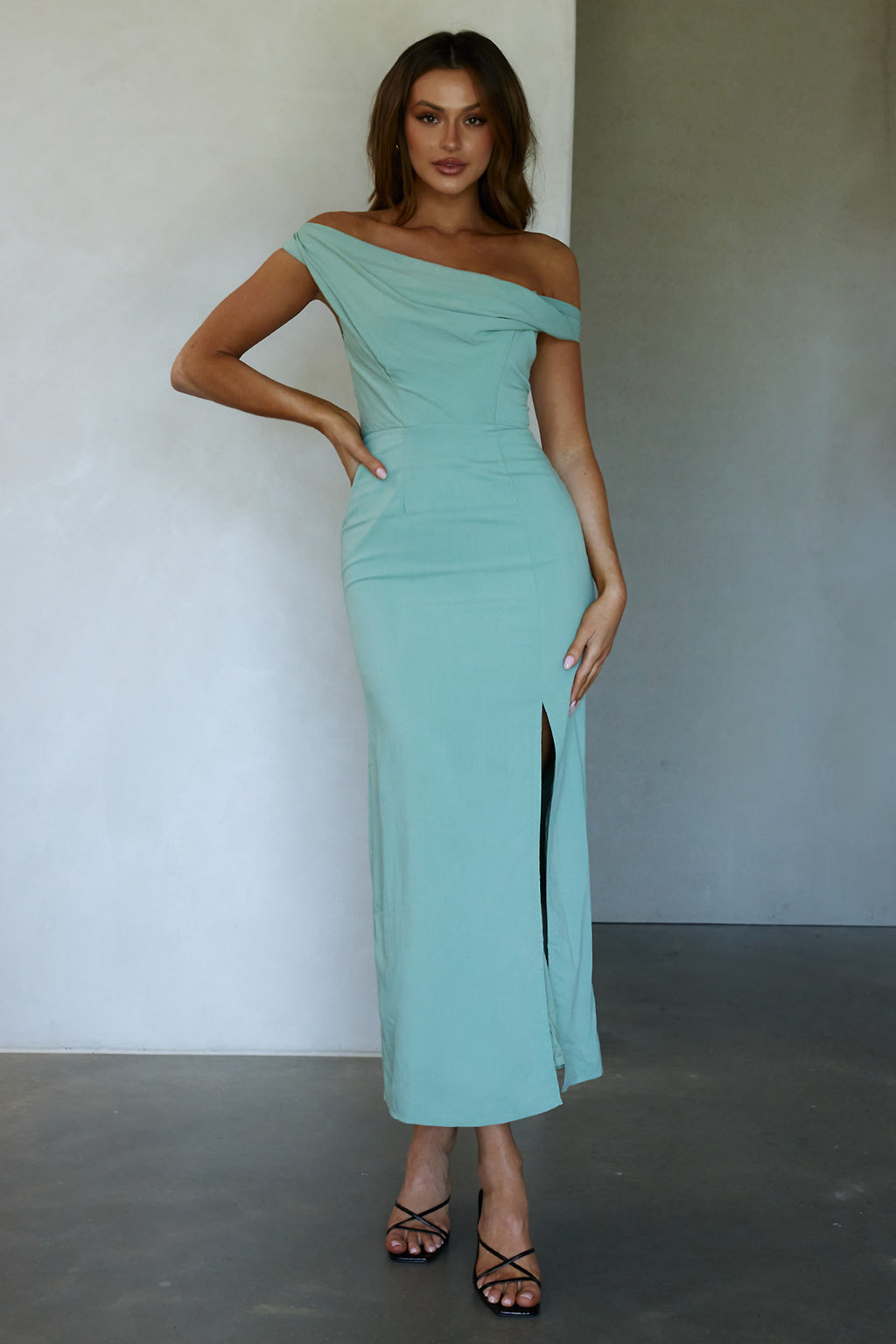 Miriam On-Off Shoulder Midi Dress Pistachio by Selfie Leslie Australia