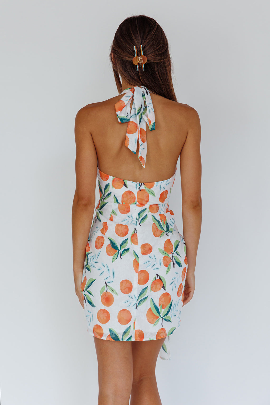 Euro Trip Halter Wrap Mini Dress Orange by Selfie Leslie Australia
