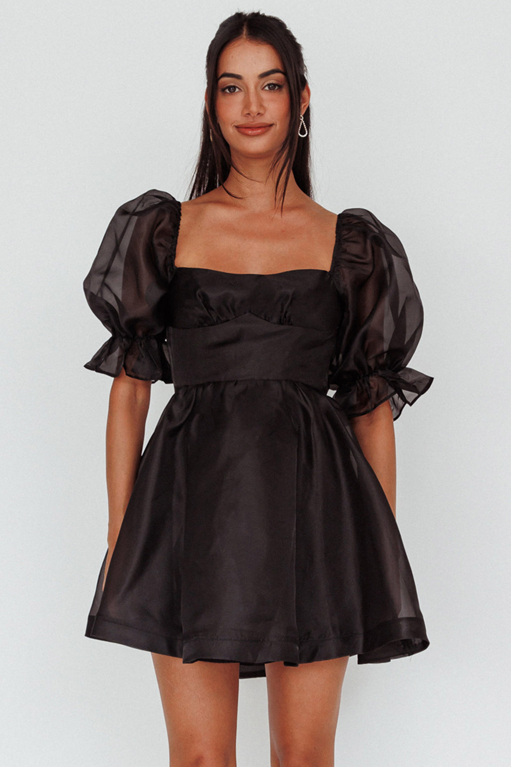I've Got Sunshine Puff Sleeve Mini Dress Black by Selfie Leslie Australia