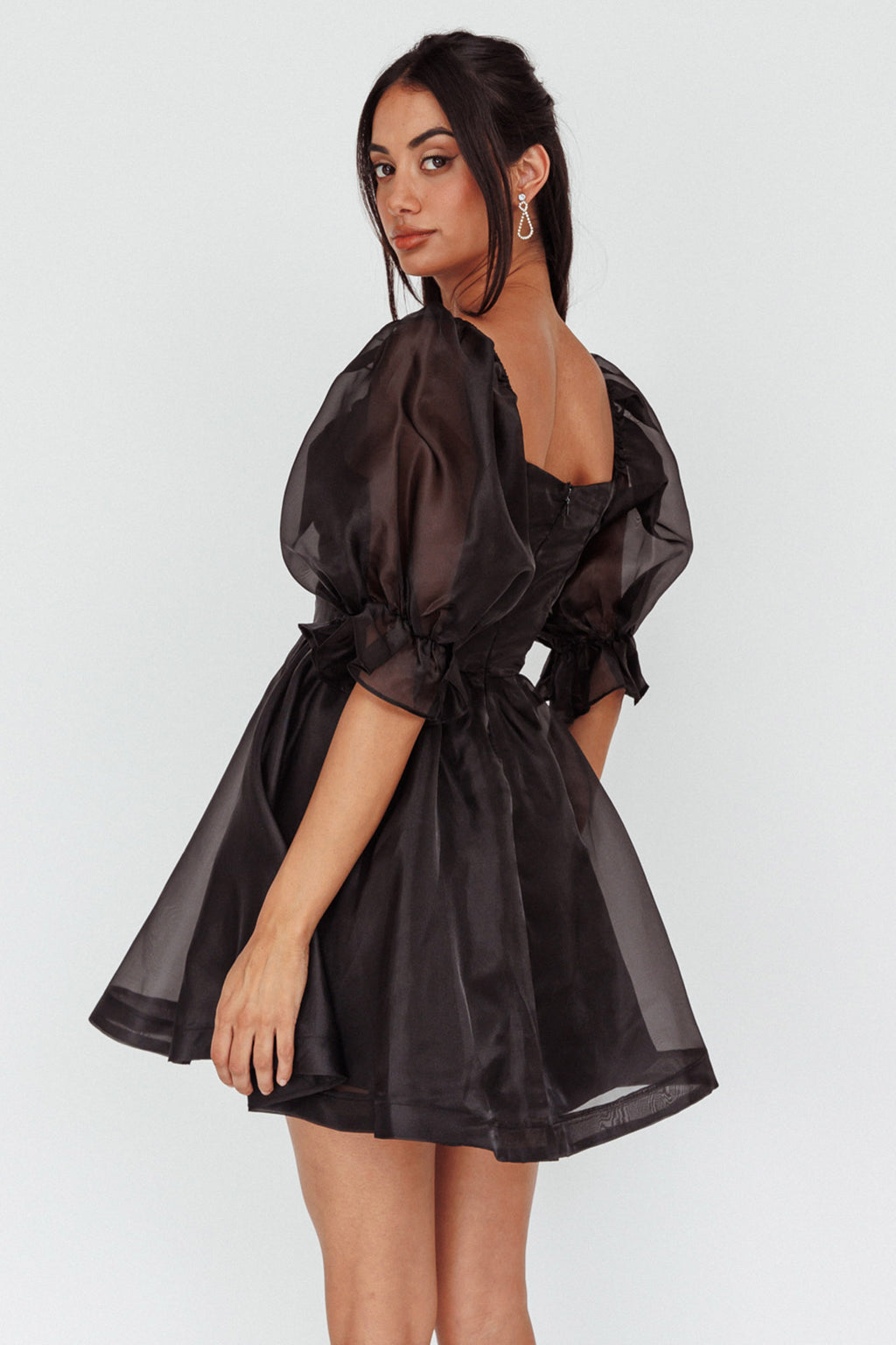 I've Got Sunshine Puff Sleeve Mini Dress Black by Selfie Leslie Australia