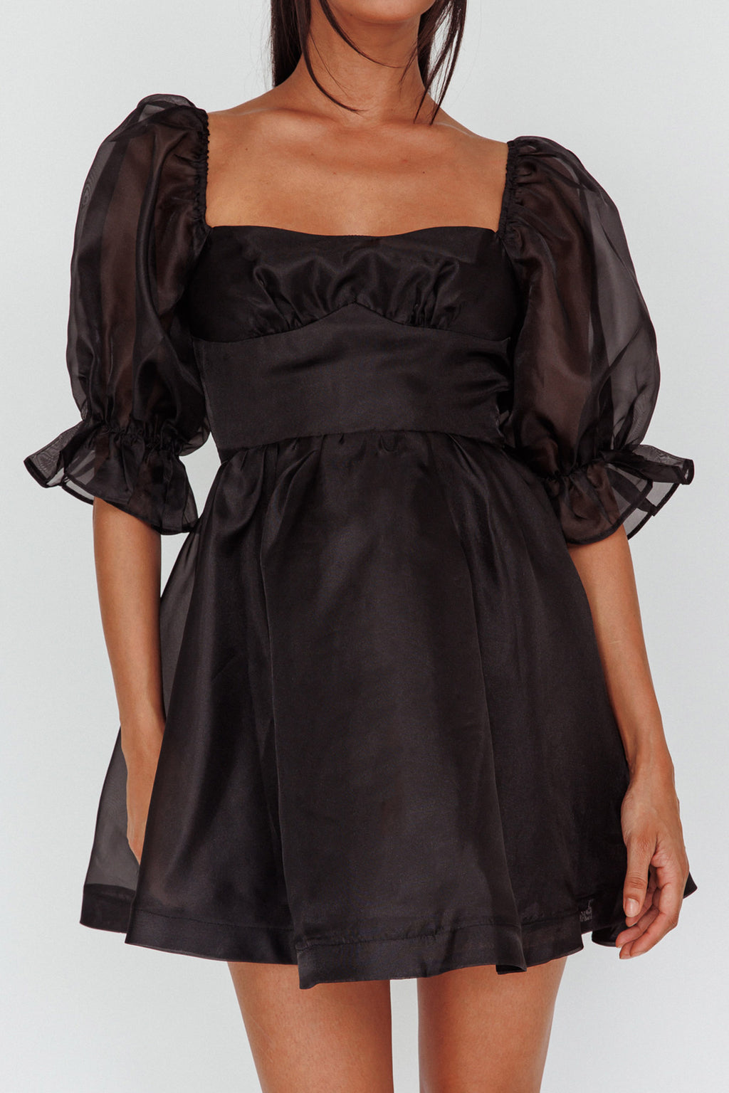 I've Got Sunshine Puff Sleeve Mini Dress Black by Selfie Leslie Australia