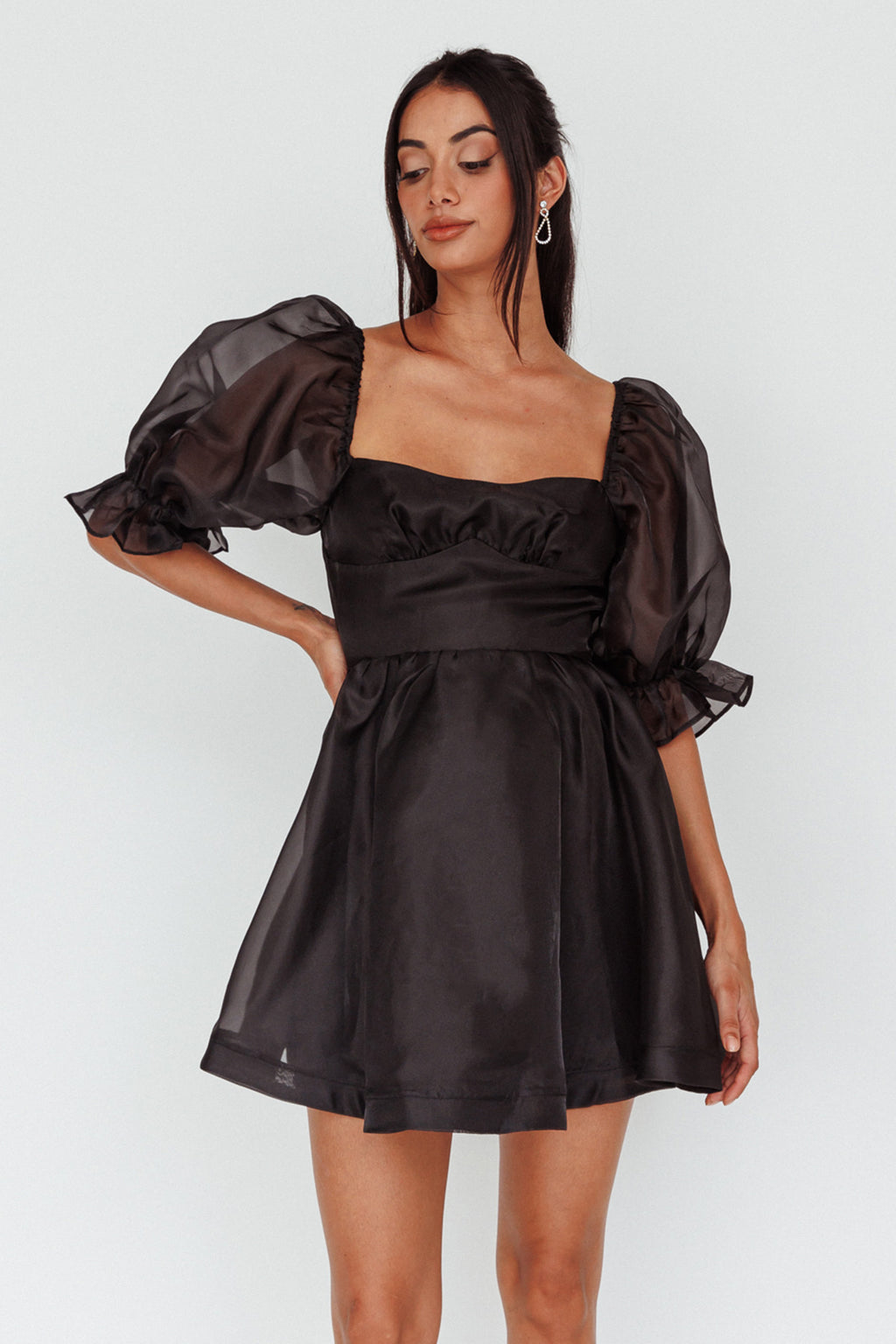 I've Got Sunshine Puff Sleeve Mini Dress Black by Selfie Leslie Australia