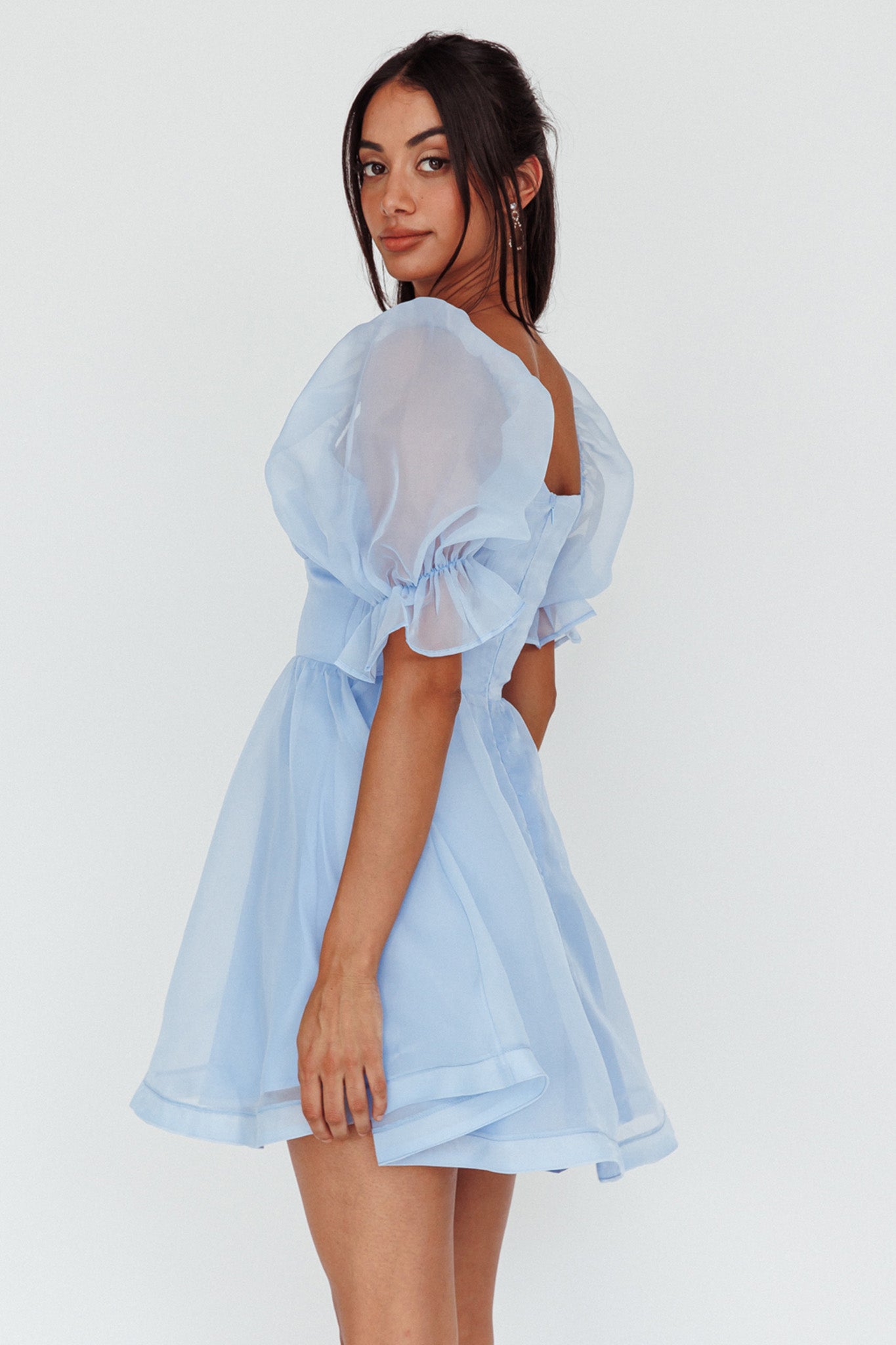 I've Got Sunshine Puff Sleeve Mini Dress Sky Blue | Selfie Leslie Australia