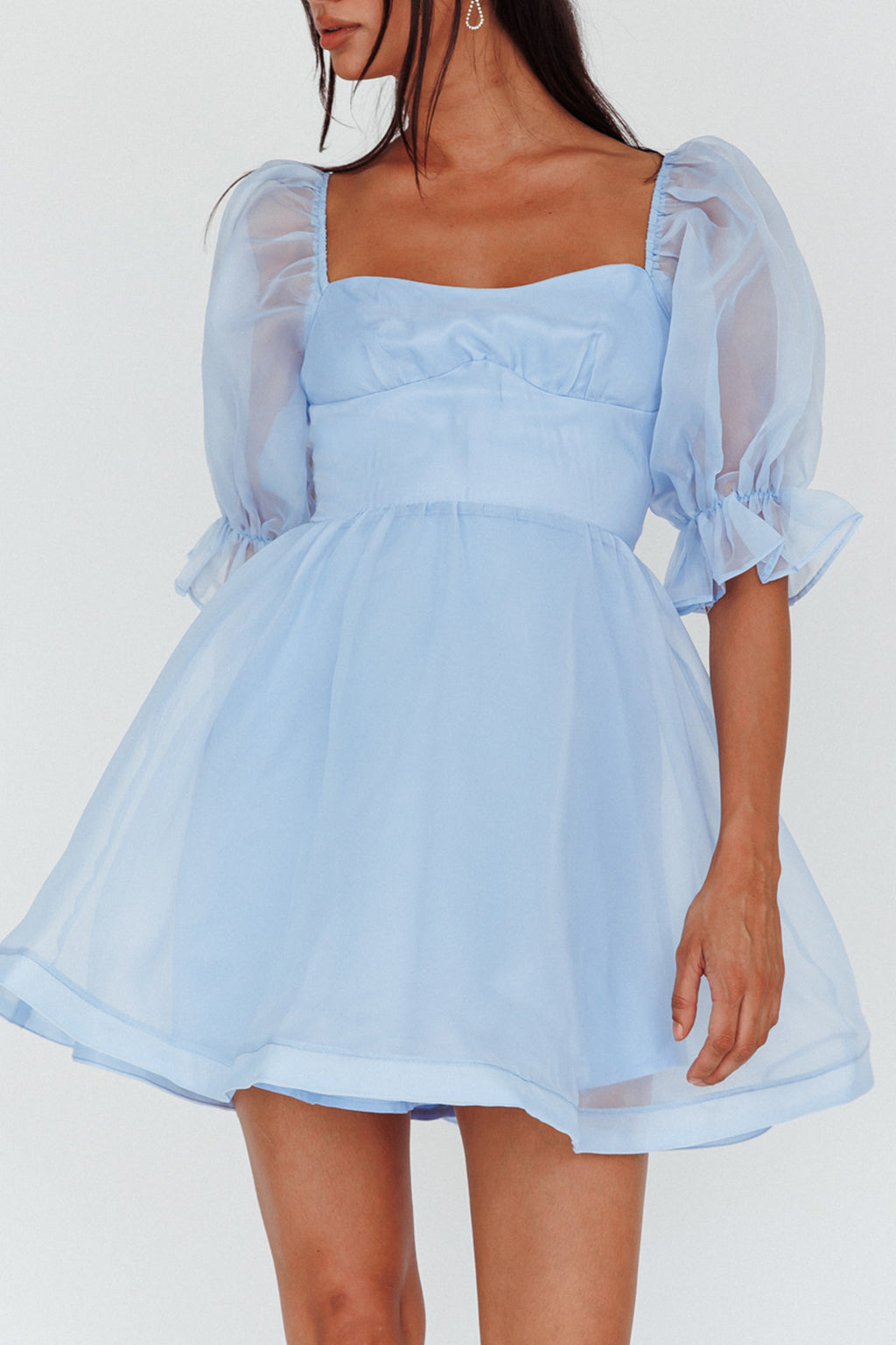 I've Got Sunshine Puff Sleeve Mini Dress Sky Blue by Selfie Leslie Australia