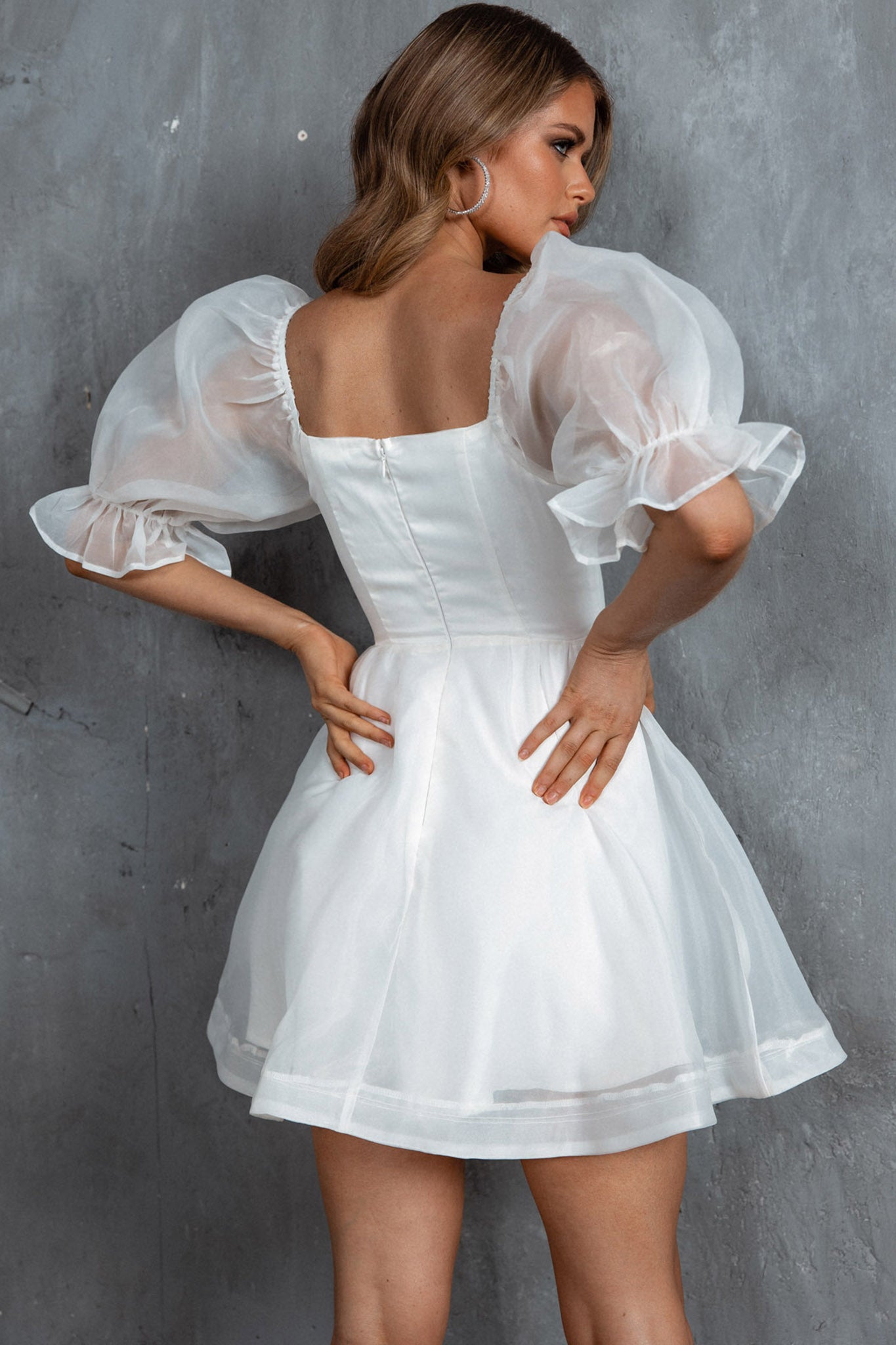 I've Got Sunshine Puff Sleeve Mini Dress White by Selfie Leslie Australia