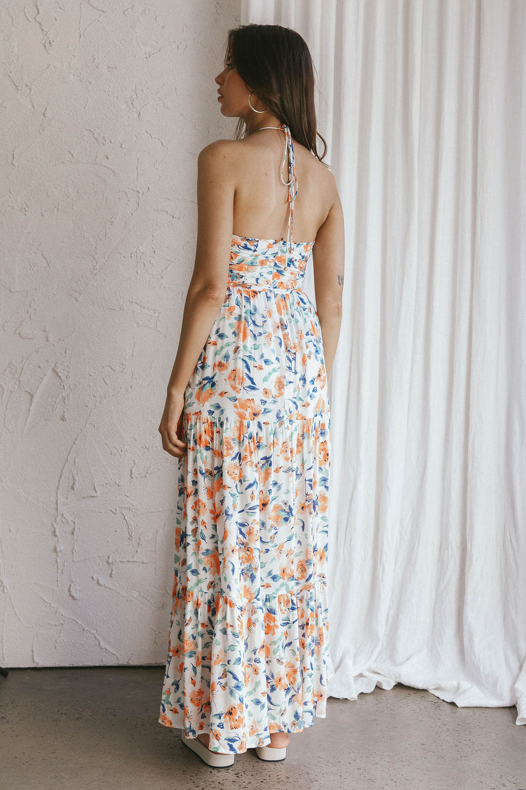 Asiah Halterneck Maxi Dress Floral Blue by Selfie Leslie Australia
