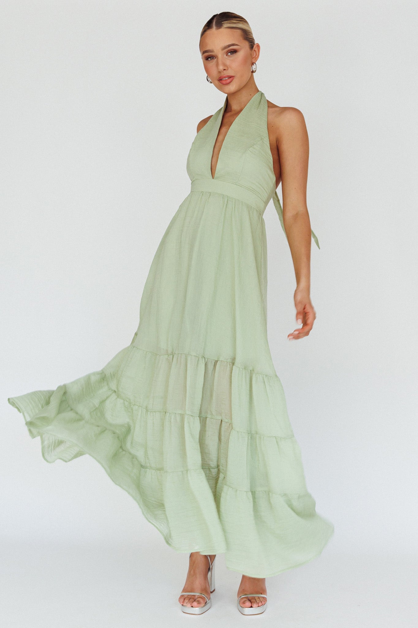 Jalisco Sun Halterneck Maxi Dress Mint by Selfie Leslie Australia