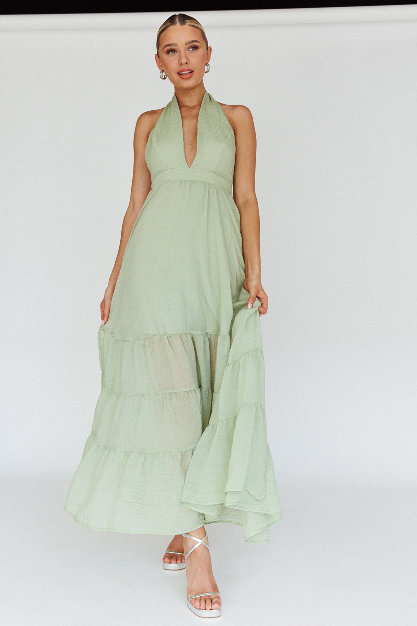 Jalisco Sun Halterneck Maxi Dress Mint by Selfie Leslie Australia