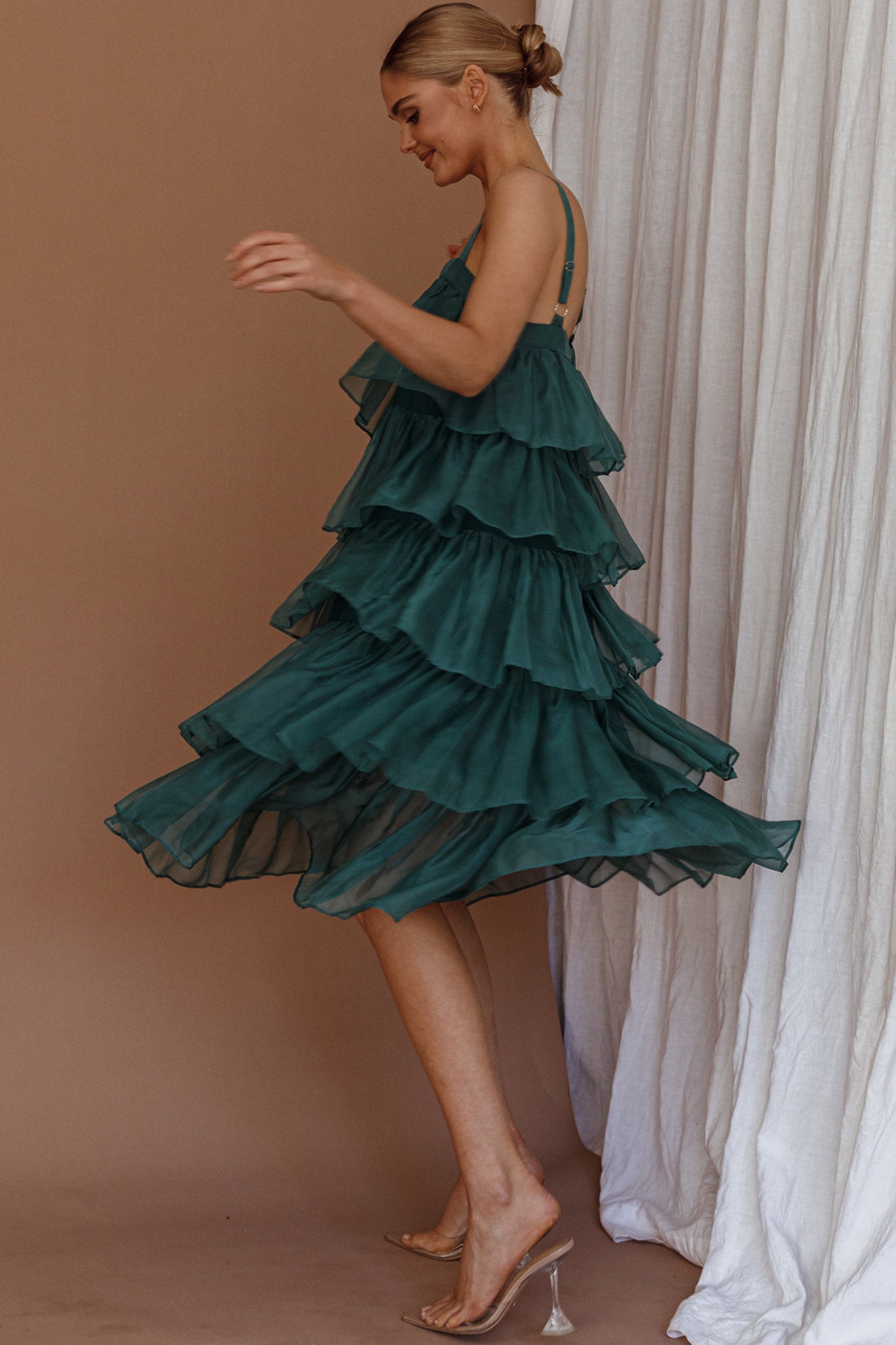 Merry Layered Frill Midi Dress Turtle Green by Selfie Leslie Australia