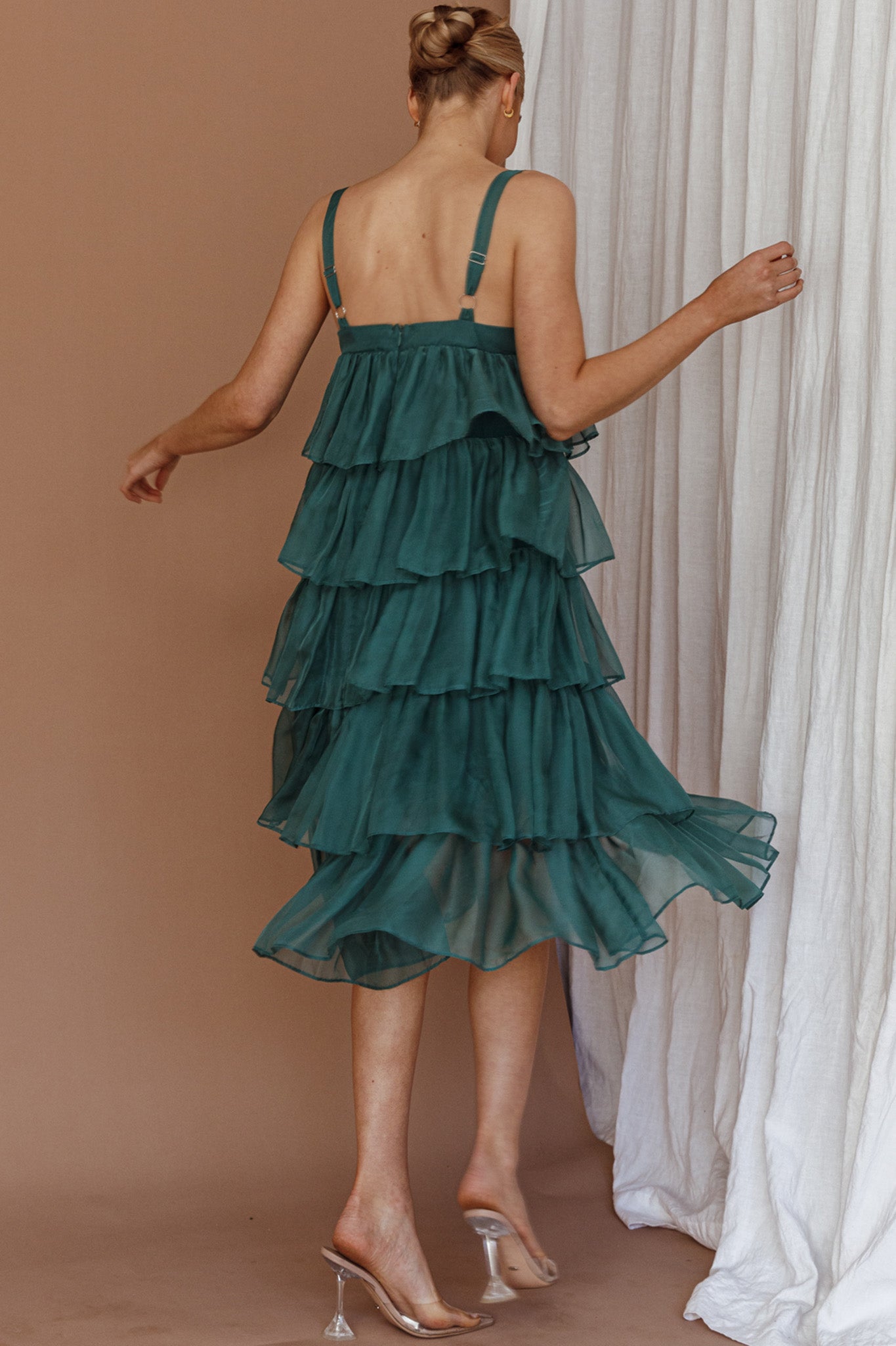 Merry Layered Frill Midi Dress Turtle Green by Selfie Leslie Australia