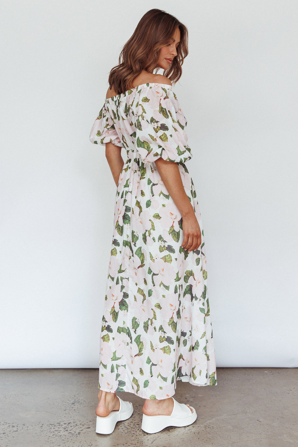 Momentum Off Shoulder Maxi Dress Floral Pink by Selfie Leslie Australia