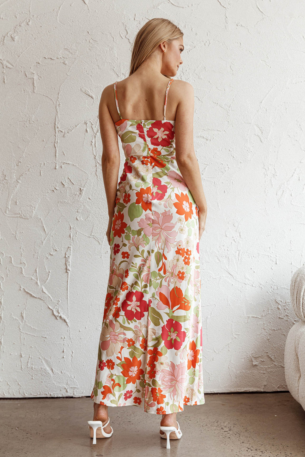 Sea Change Twist Bust Midi Dress Floral White by Selfie Leslie Australia