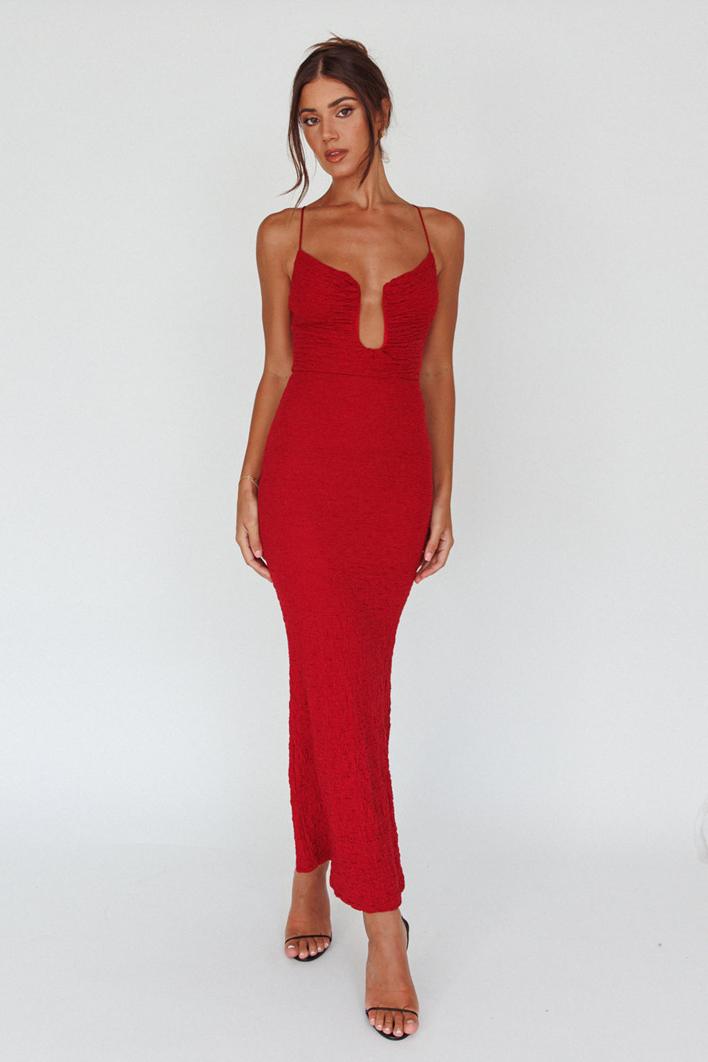 Nouveau U-Neckline Midi Dress Wine by Selfie Leslie Australia