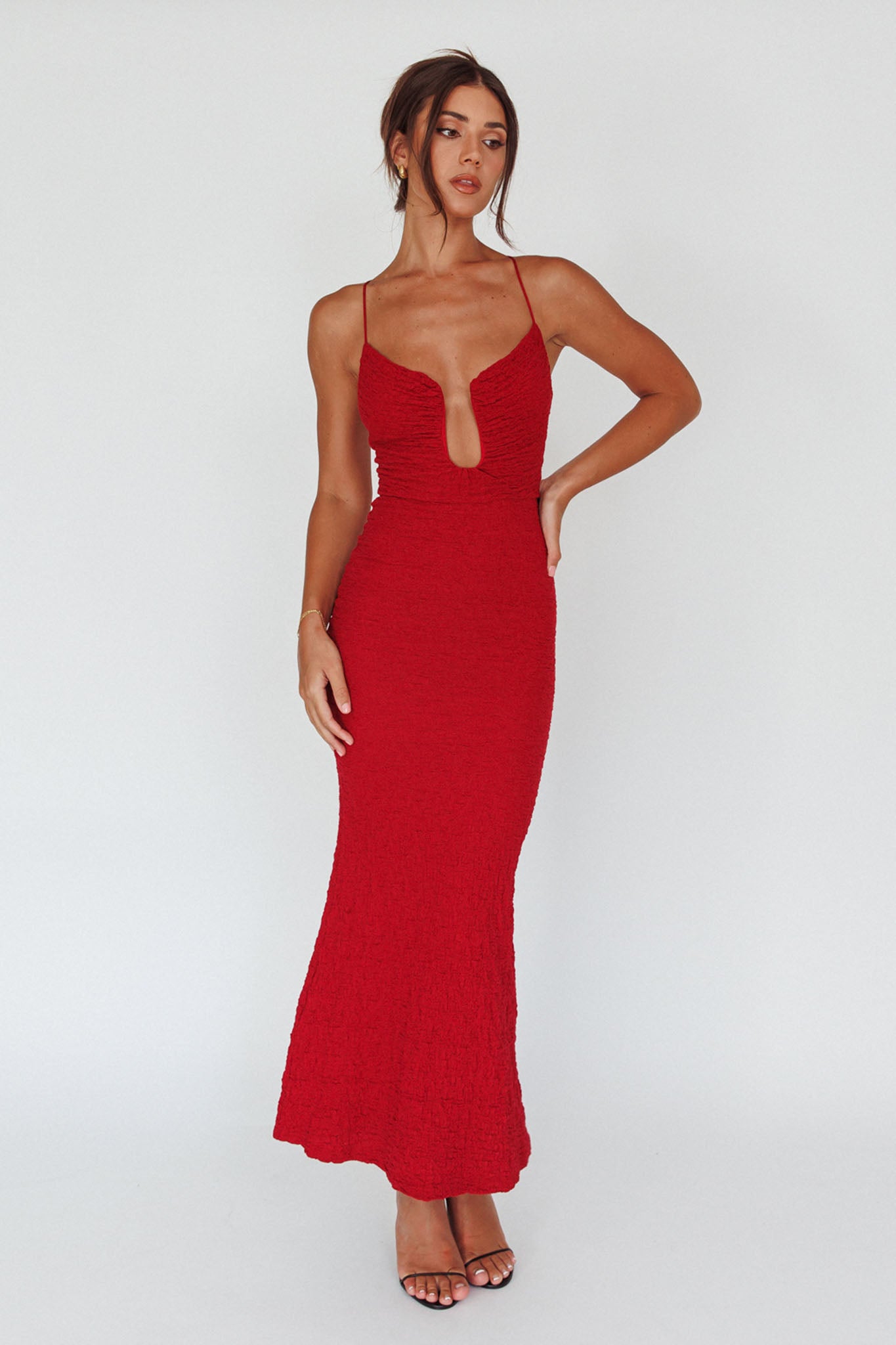 Nouveau U-Neckline Midi Dress Wine by Selfie Leslie Australia