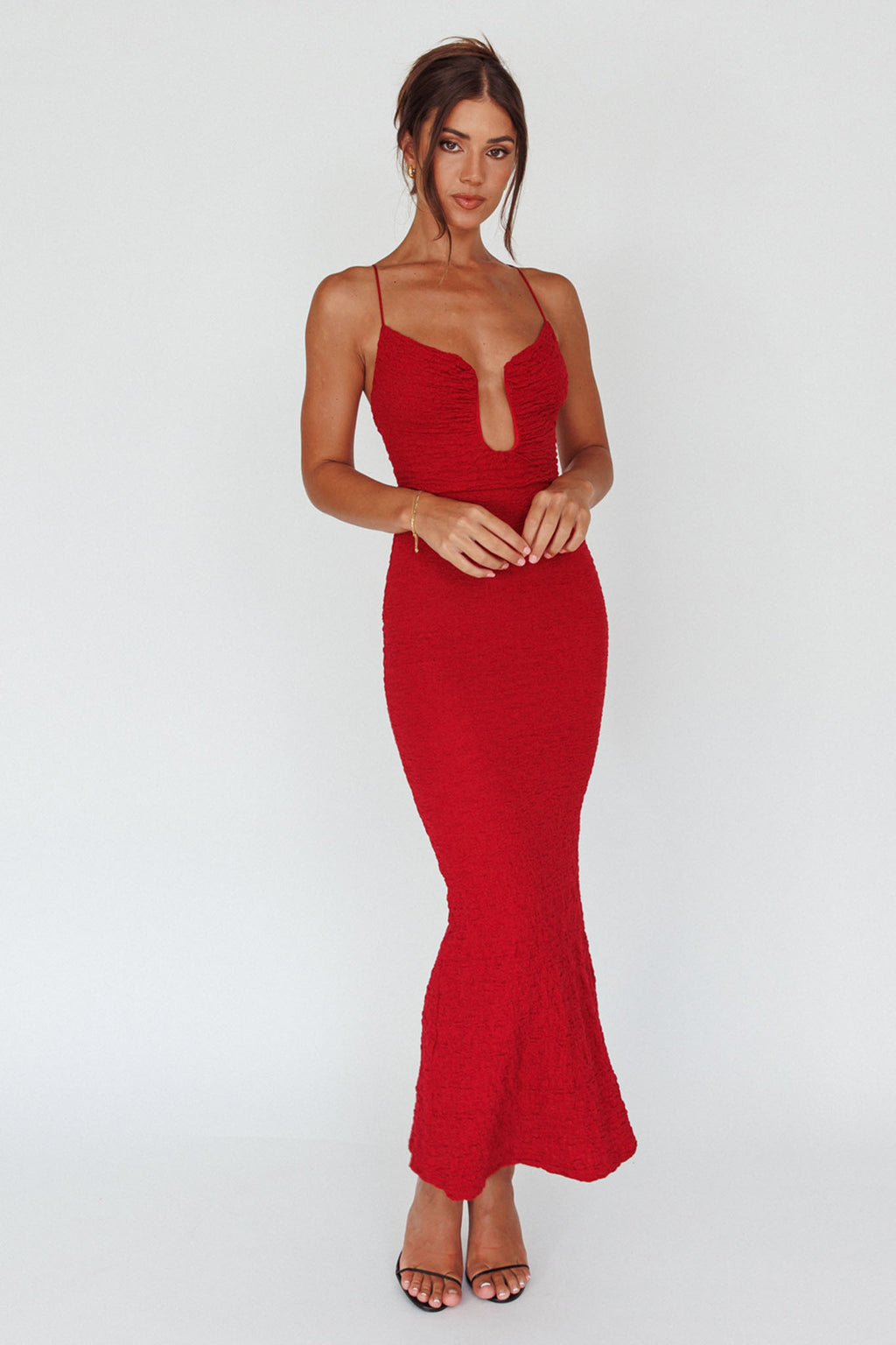 Nouveau U-Neckline Midi Dress Wine by Selfie Leslie Australia