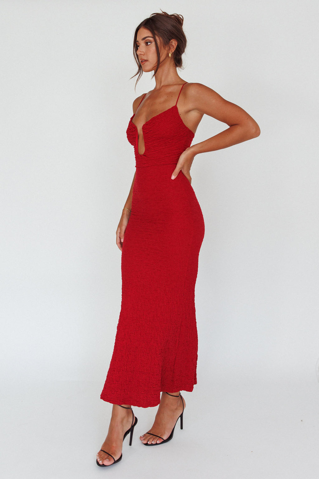 Nouveau U-Neckline Midi Dress Wine by Selfie Leslie Australia