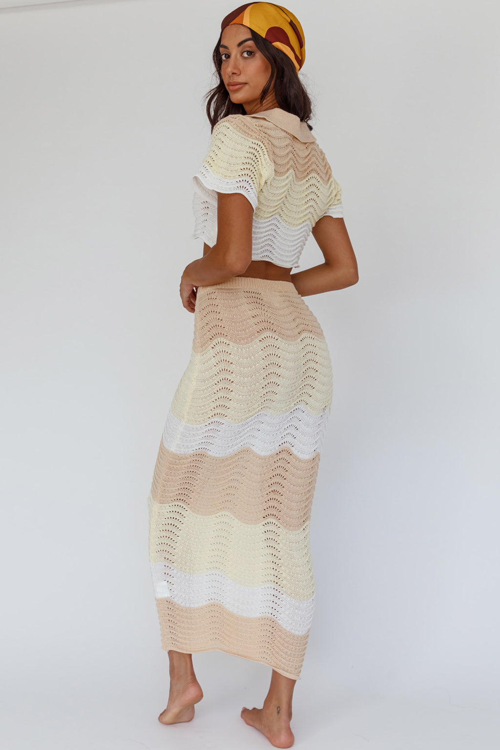 May Blooms Knit Maxi Skirt Lemon Butter by Selfie Leslie Australia