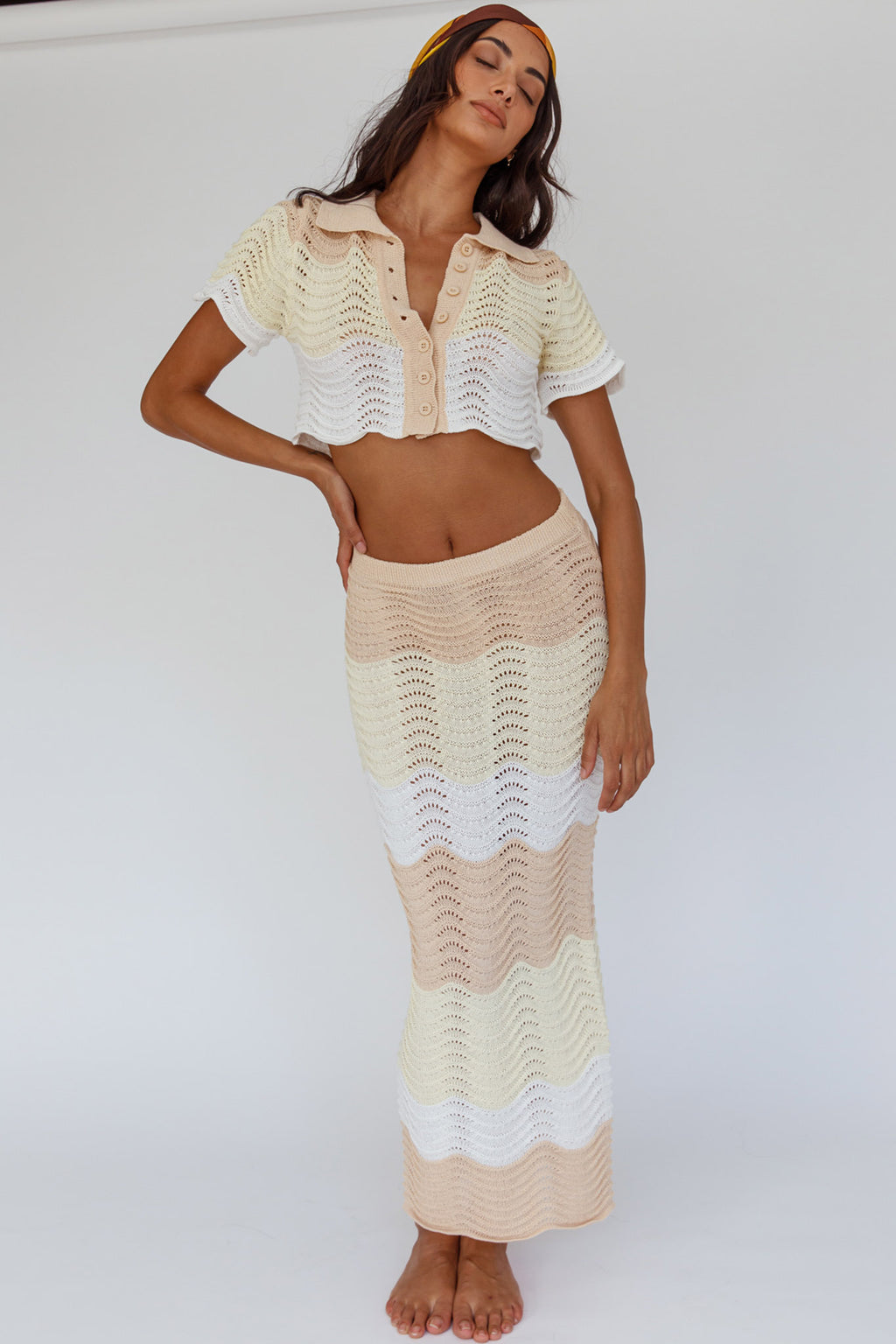 May Blooms Knit Maxi Skirt Lemon Butter by Selfie Leslie Australia