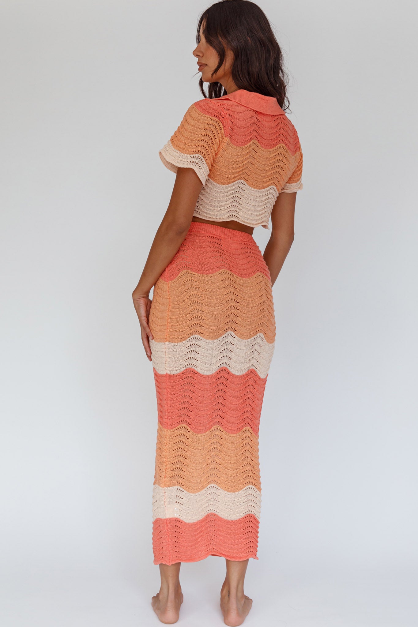 May Blooms Knit Maxi Skirt Tangerine by Selfie Leslie Australia