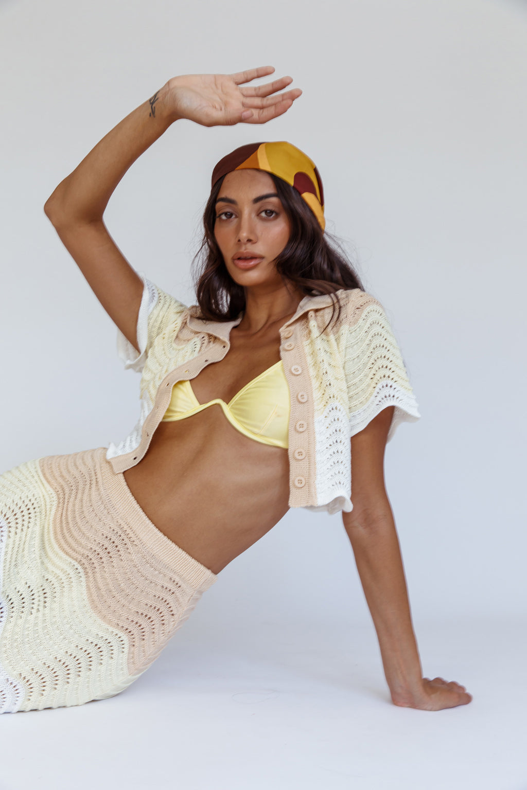 May Blooms Button Up Crop Top Lemon Butter by Selfie Leslie Australia