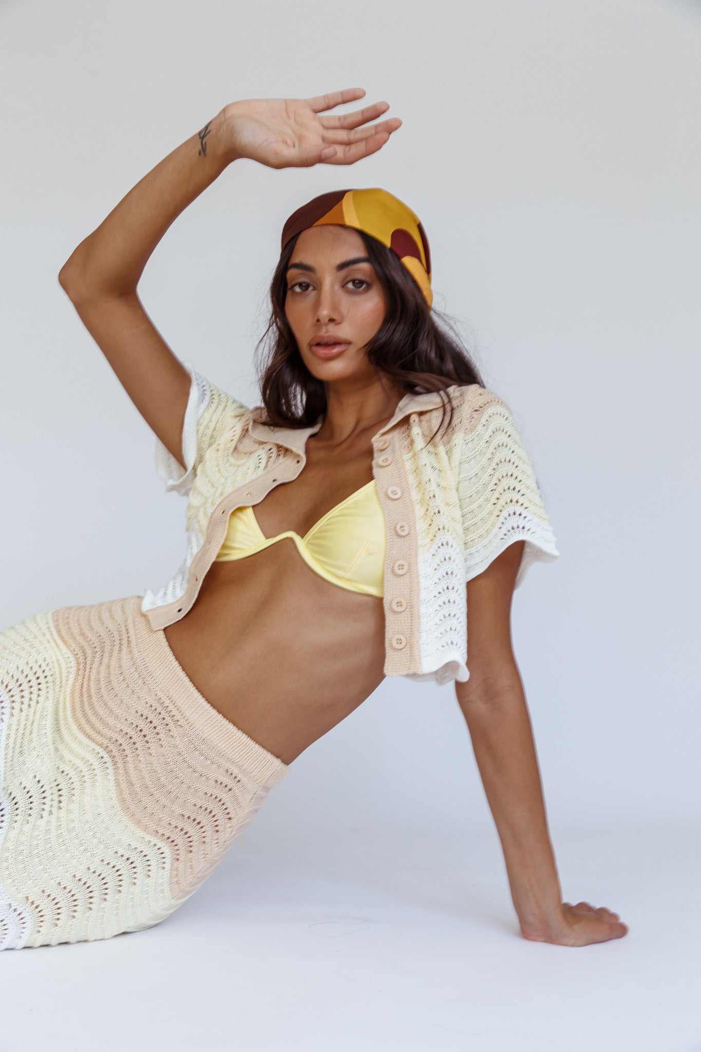 May Blooms Button Up Crop Top Lemon Butter by Selfie Leslie Australia