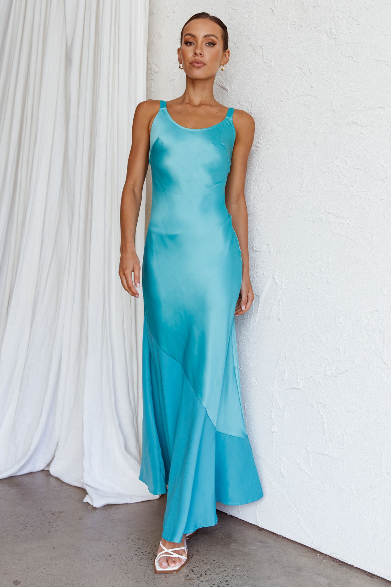 Front Row Scoop Neck Midi Dress Teal by Selfie Leslie Australia