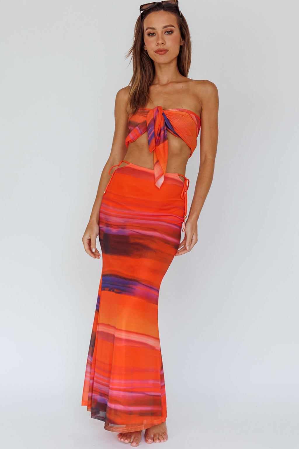 Just Like That Multiway Midi Dress & Scarf Orange by Selfie Leslie Australia