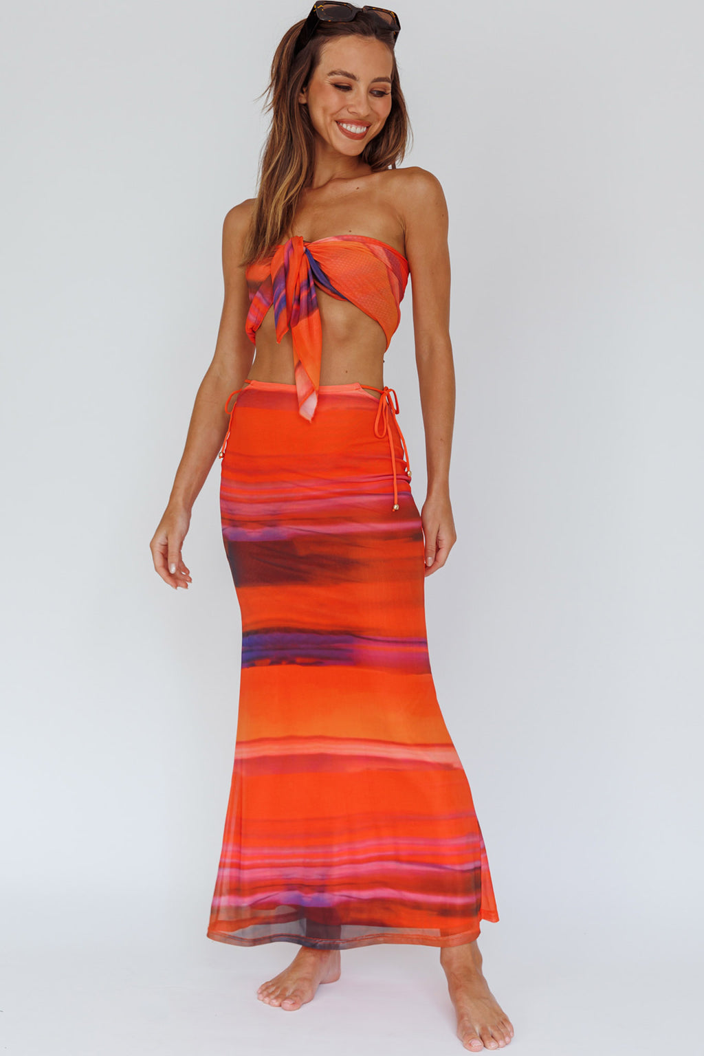 Just Like That Multiway Midi Dress & Scarf Orange by Selfie Leslie Australia