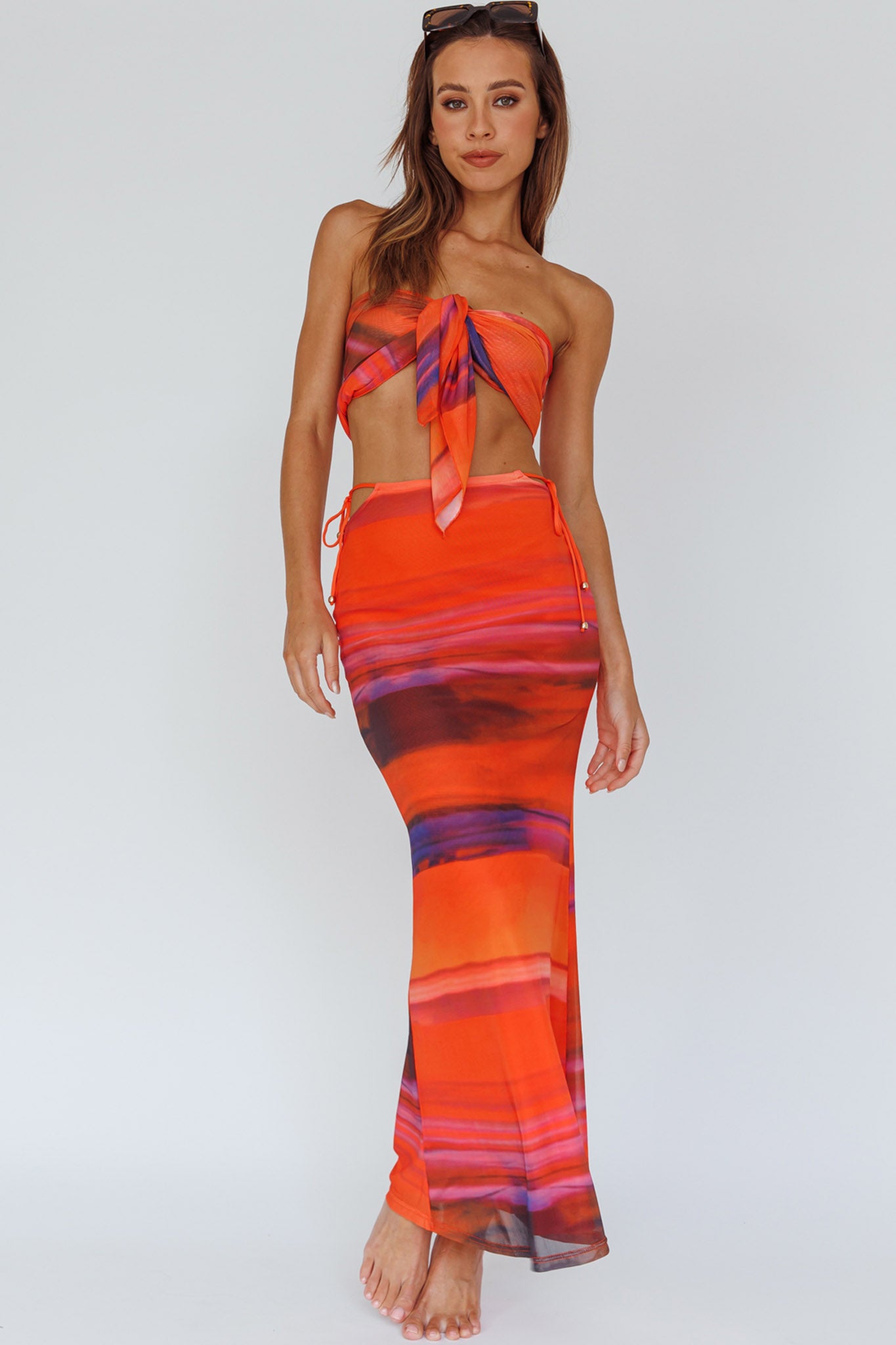 Just Like That Multiway Midi Dress & Scarf Orange by Selfie Leslie Australia