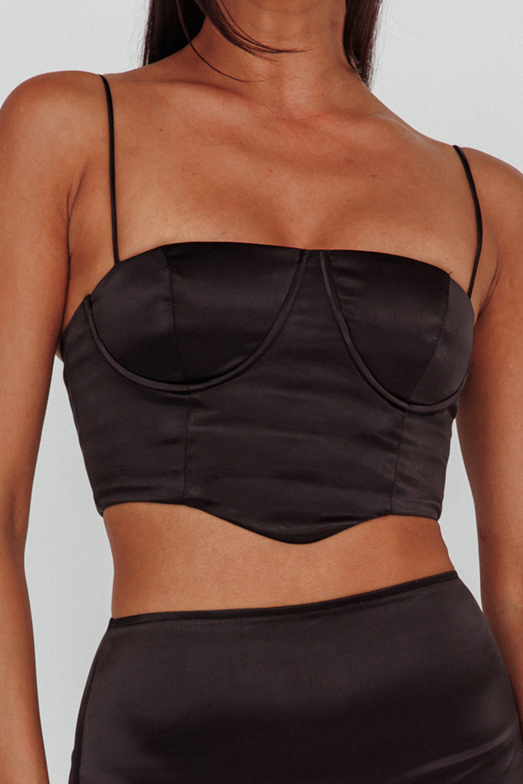 Zeina Satin Crop Top Black by Selfie Leslie Australia