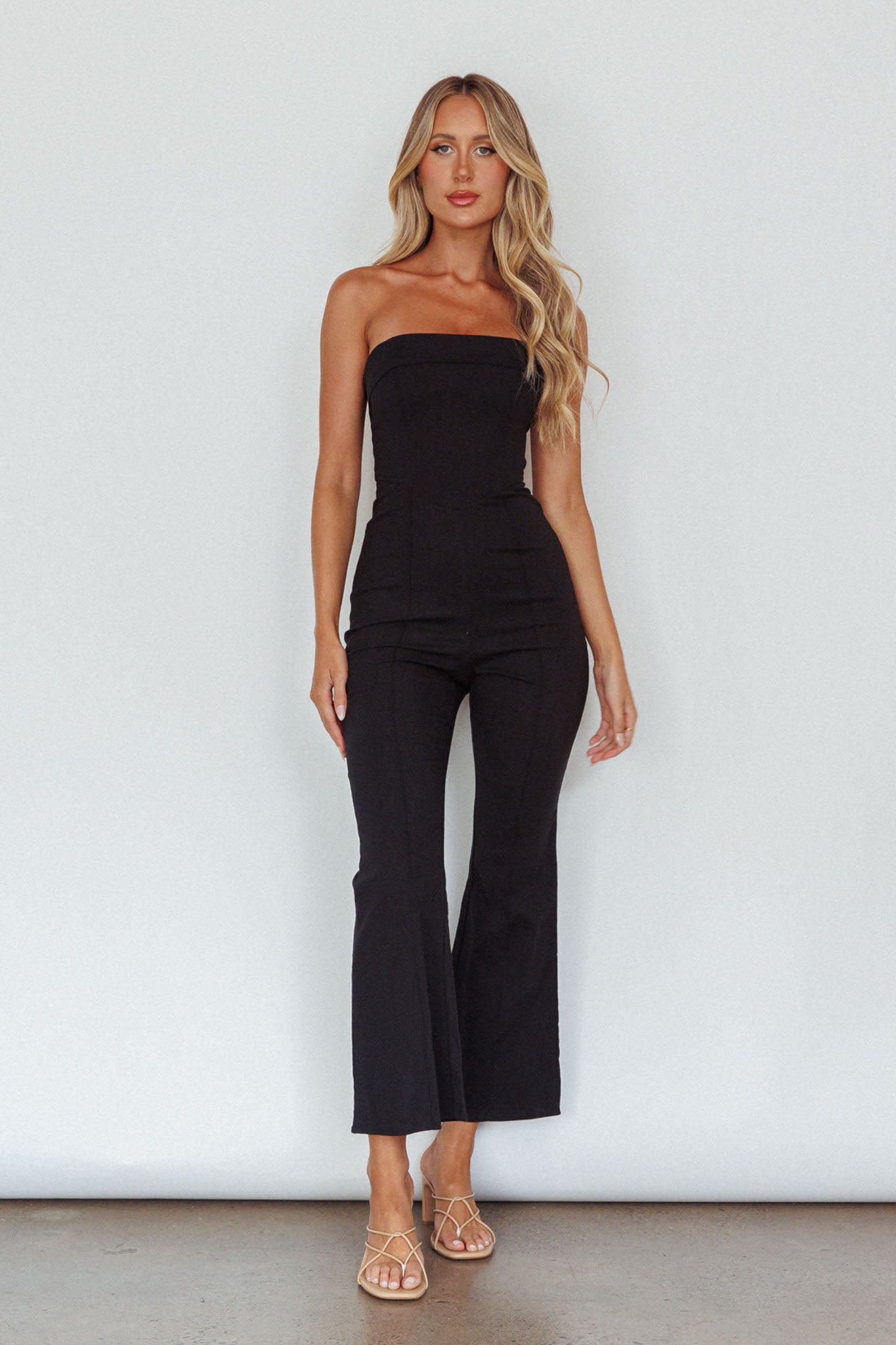 What's The Catch Strapless Jumpsuit Black by Selfie Leslie Australia