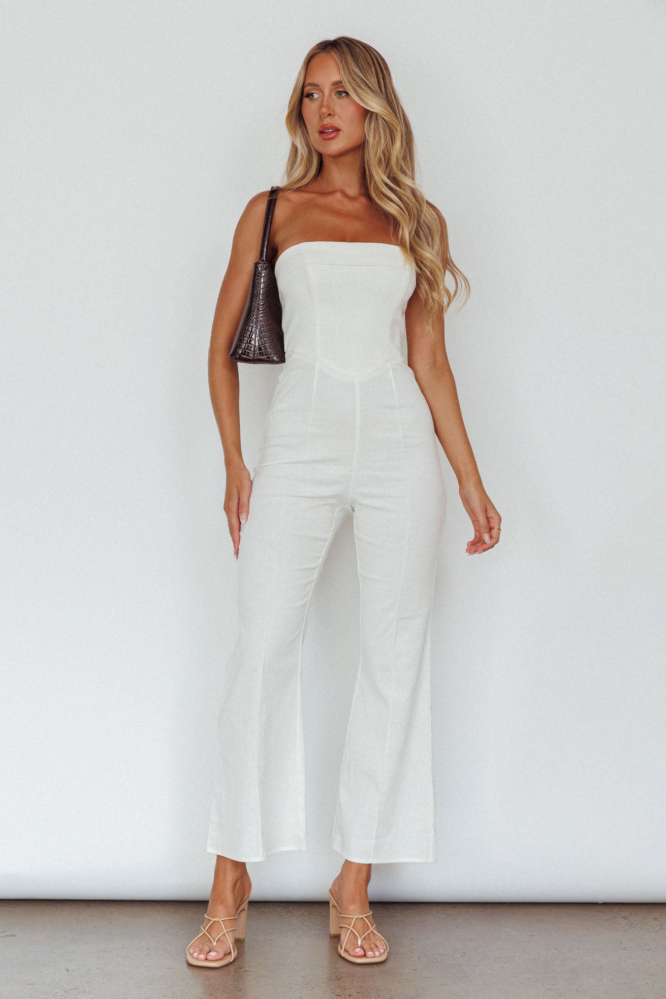 What's The Catch Strapless Jumpsuit White by Selfie Leslie Australia