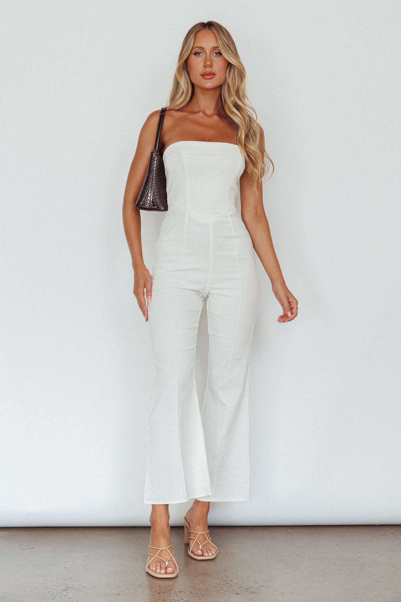 What's The Catch Strapless Jumpsuit White by Selfie Leslie Australia