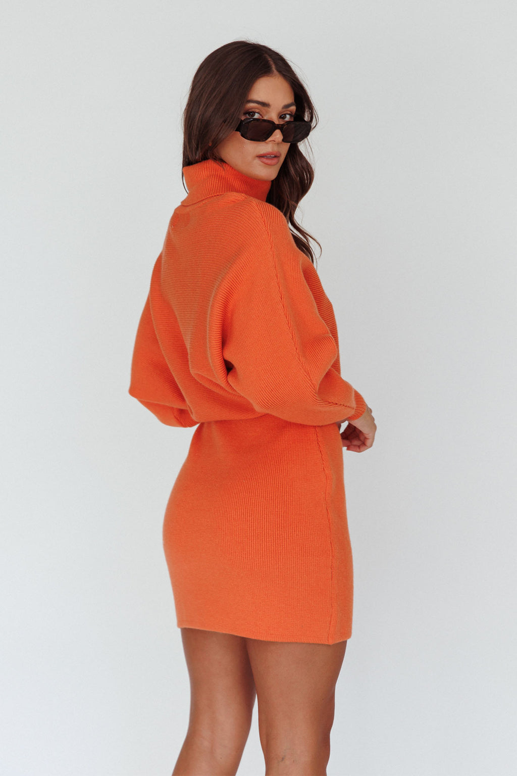 North Star High Neck Sweater Mini Dress Orange by Selfie Leslie Australia