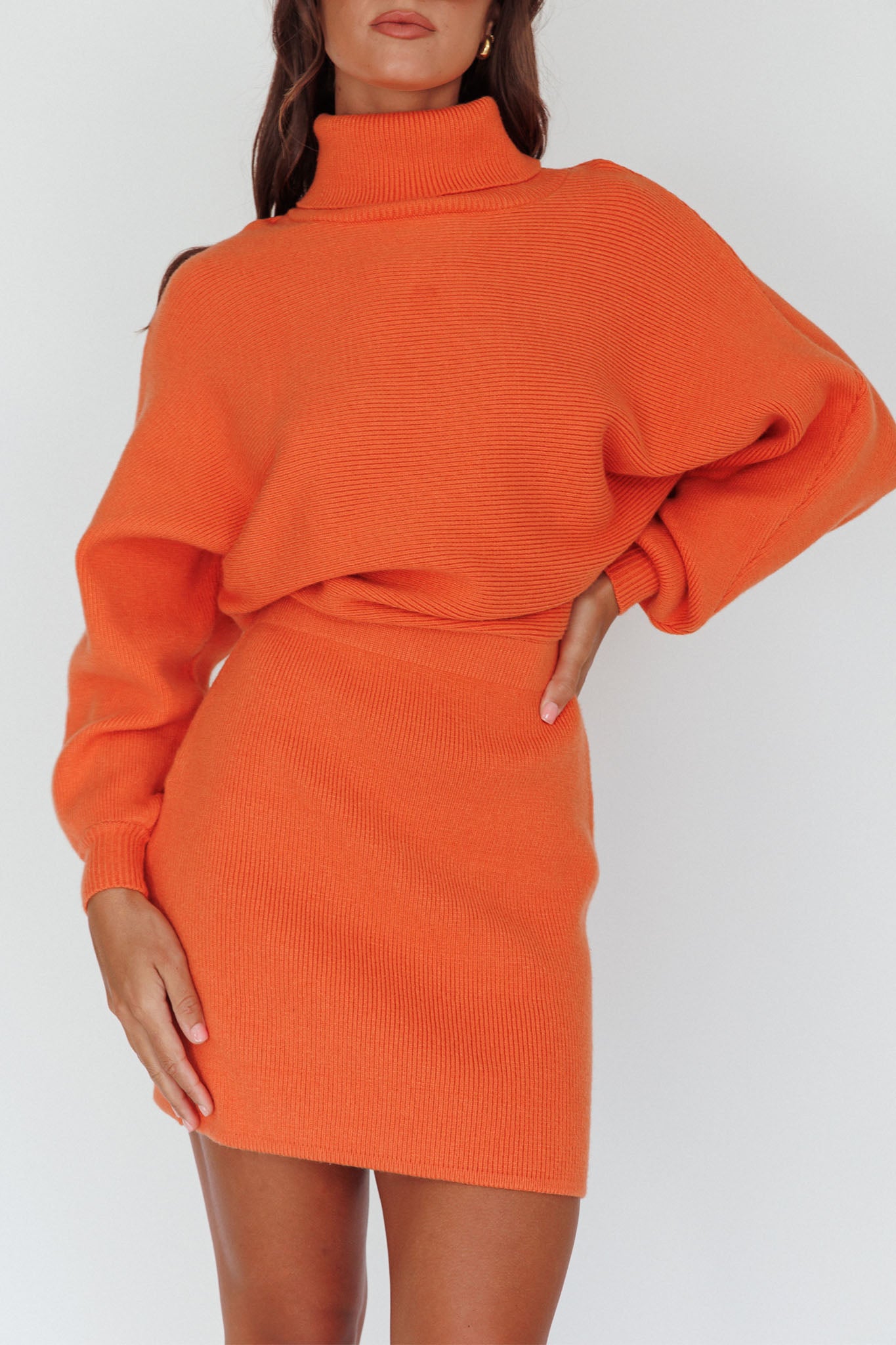 North Star High Neck Sweater Mini Dress Orange by Selfie Leslie Australia