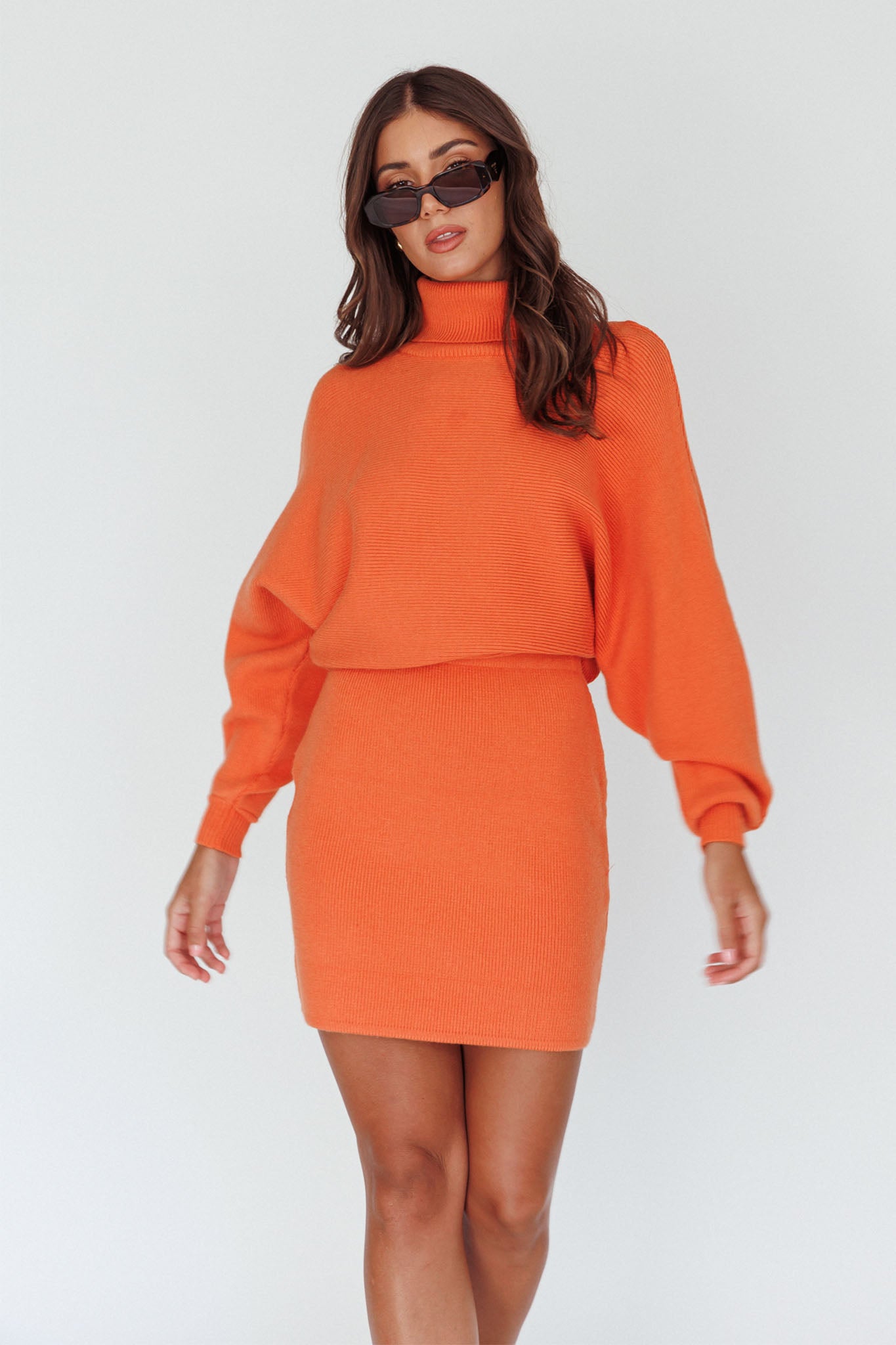 North Star High Neck Sweater Mini Dress Orange by Selfie Leslie Australia