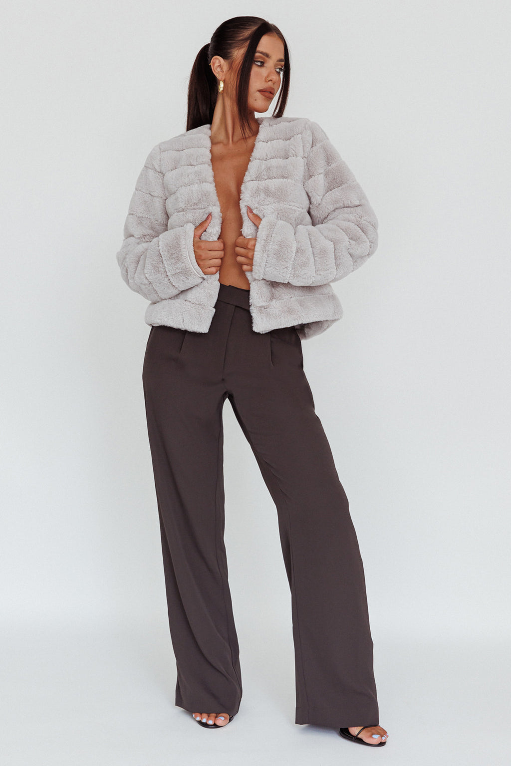 Back To Basics High Waist Pants Charcoal by Selfie Leslie Australia