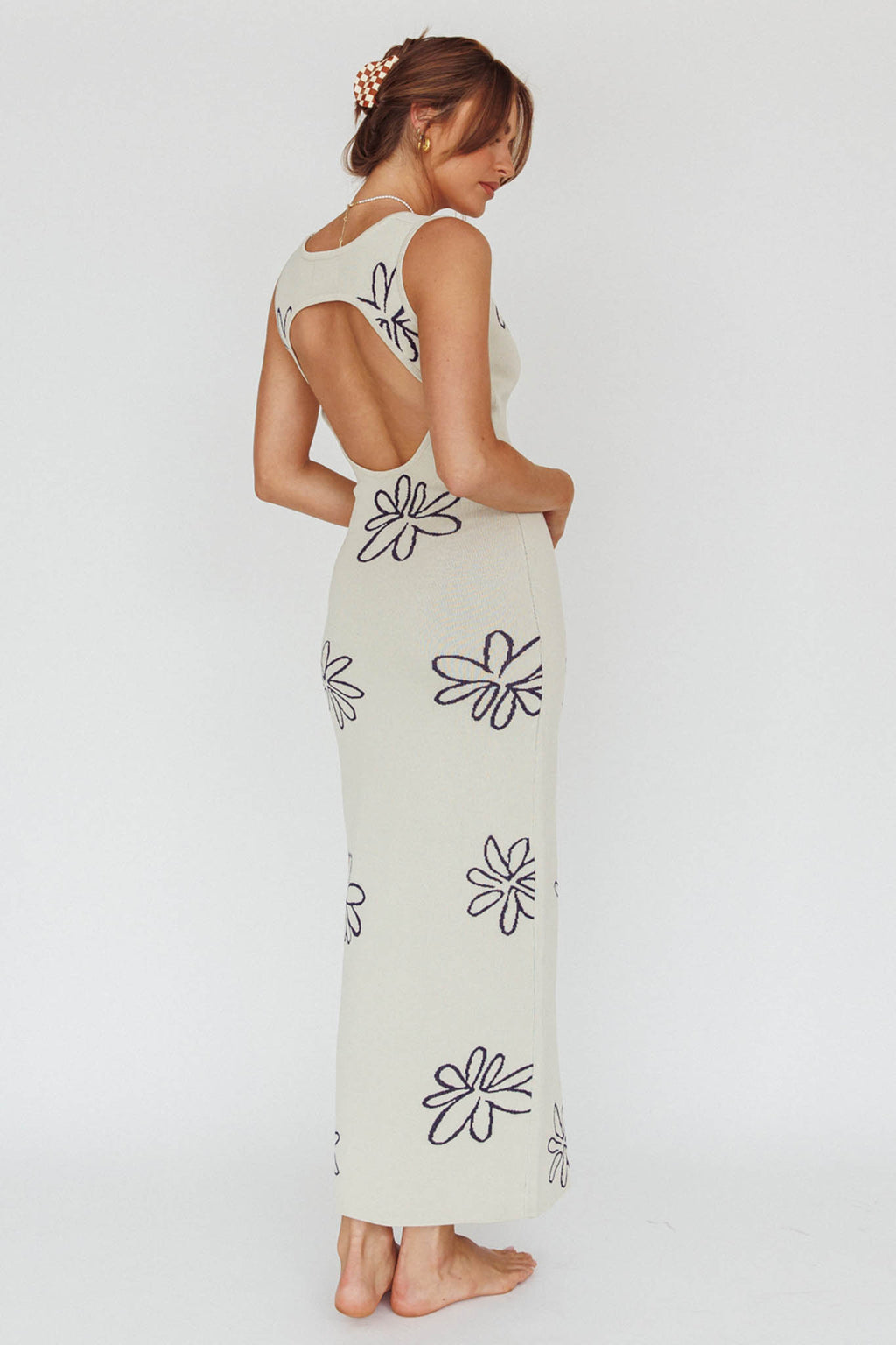 Sunland Knit Maxi Dress Flower Cream by Selfie Leslie Australia