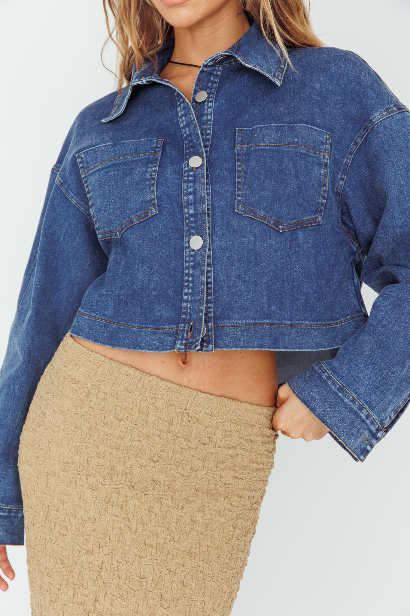 Fair Game Button-Up Jacket Dark Blue by Selfie Leslie Australia